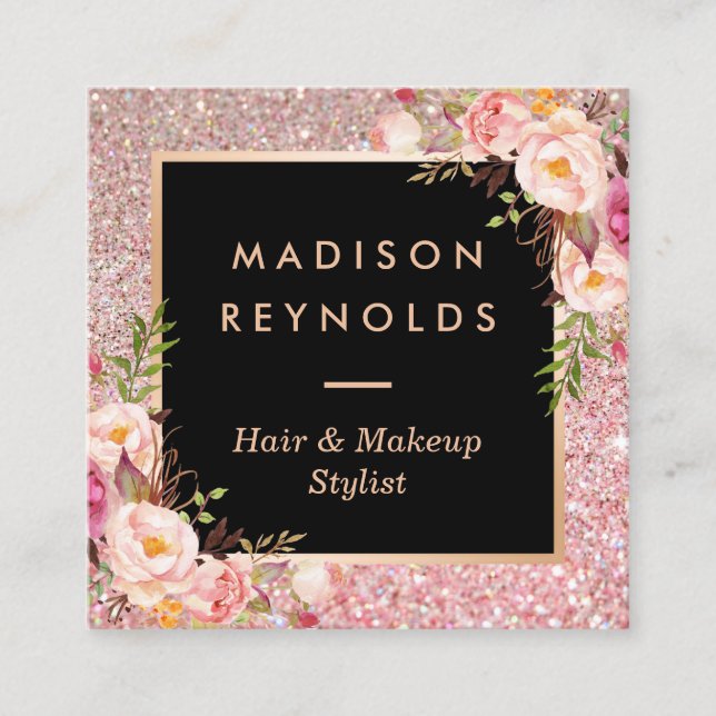 Rose Gold Glitters Pink Floral Salon Appointment (Front)