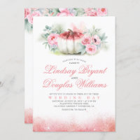 Rose Gold Glitters Pumpkin Fall Wedding Invitation