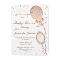 Rose Gold Glittery Balloon Baby Shower Invitation