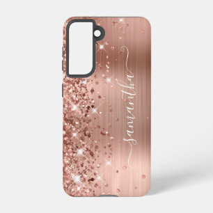 Rose Gold Glittery Foil Girly Signature Samsung Galaxy Case