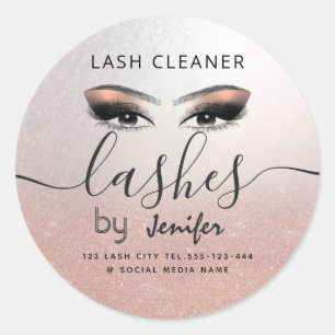 Rose gold glittery makeup eyes lash cleaner classic round sticker