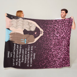 Rose Gold Glittery Sparkle Girls Custom Note Fleece Blanket