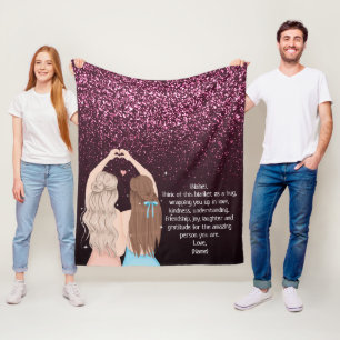 Rose Gold Glittery Sparkle Girls Custom Note Fleece Blanket