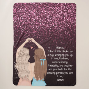 Rose Gold Glittery Sparkle Girls Custom Note Sherpa Blanket