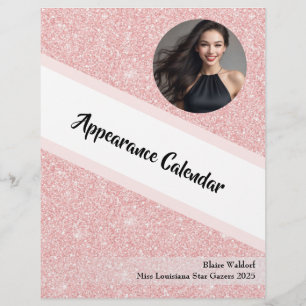 Rose Gold Glitz   Pageant Binder Calendar Page