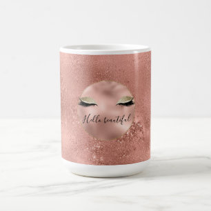 Rose Gold Glitzy Black Eyelashes Coffee Mug