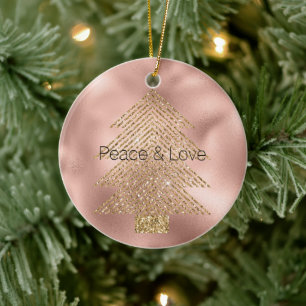 Rose Gold Glitzy Glitter Christmas Tree  Ceramic Tree Decoration