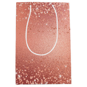 Rose Gold Glitzy Glitter Sparkle Medium Gift Bag