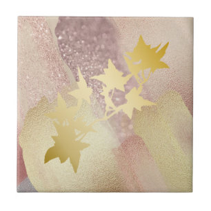 Rose Gold, Gold Ceramic Tile (4.25" x 4.25")