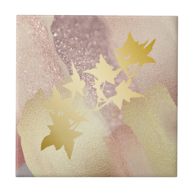 Rose Gold, Gold Ceramic Tile (4.25" x 4.25") (Front)