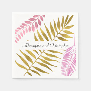 Rose Gold & Gold Foil Tropical Wedding Napkins