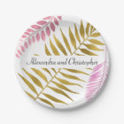 Rose Gold & Gold Foil Tropical Wedding Paper Plate