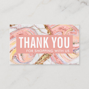 Rose Gold & Gold Geode Marble Business Thank You Card