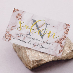 Rose Gold & Gold Salon Chic Business Card