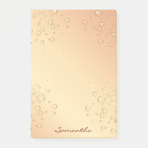 Rose gold golde bubbles fun name post-it notes