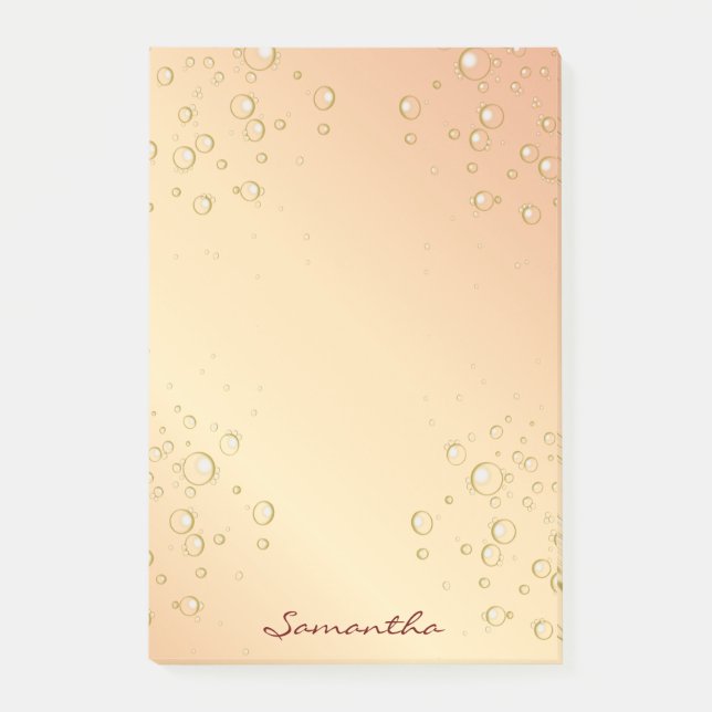 Rose gold golde bubbles fun name post-it notes (Front)