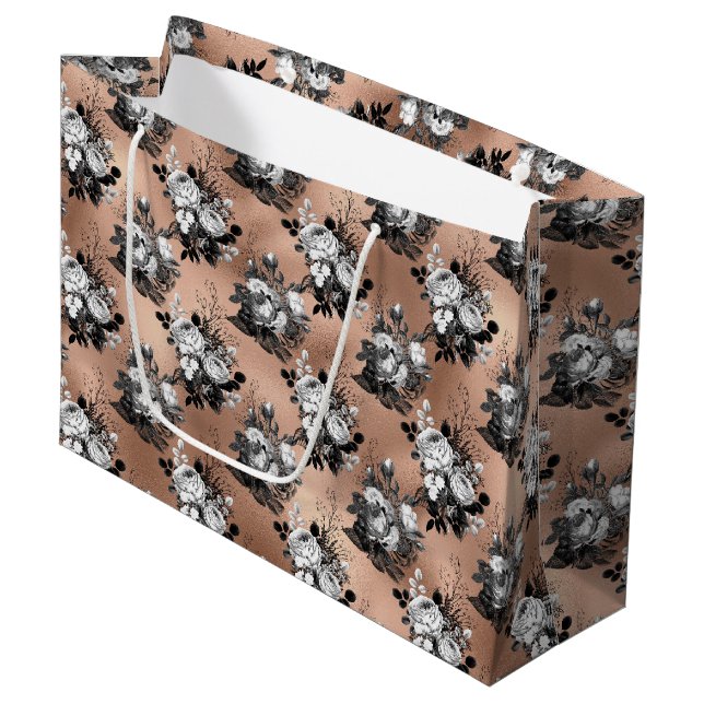 Rose Gold Gothic Halloween  Large Gift Bag (Front Angled)