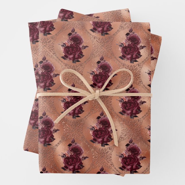 Rose Gold Gothic Halloween  Wrapping Paper Sheet (In situ)