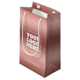 Rose Gold Gradient Custom Company Logo Business Small Gift Bag