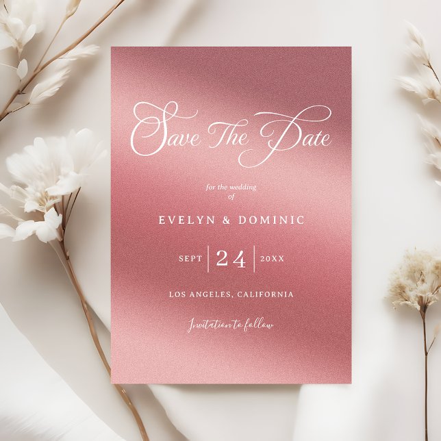 Rose Gold Gradient Elegant Chic Wedding Save The Date (Creator Uploaded)