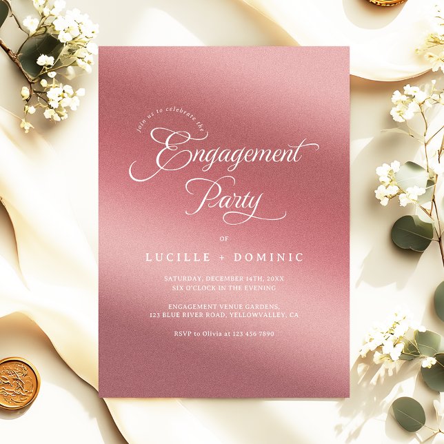 Rose Gold Gradient Modern Engagement Party Invitation (Creator Uploaded)