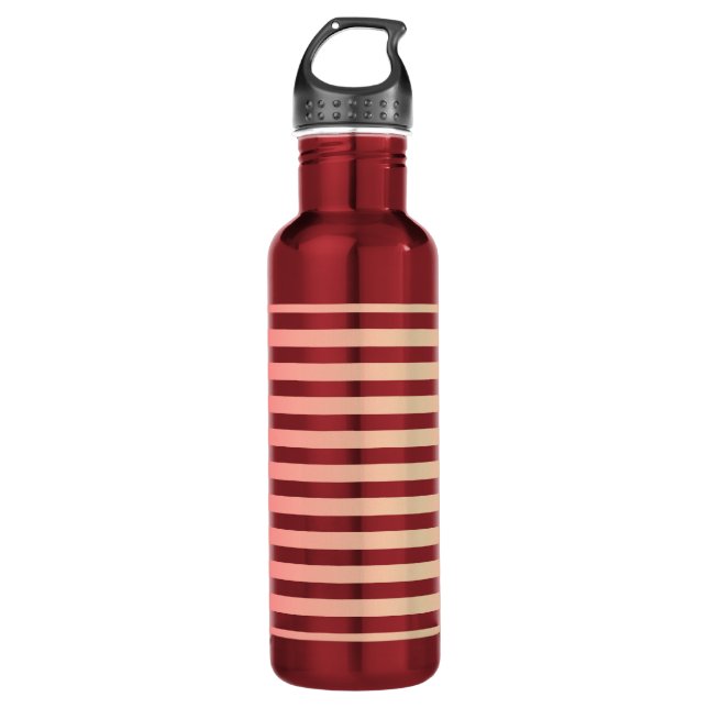 Rose Gold Gradient Stripes Red 710 Ml Water Bottle (Front)