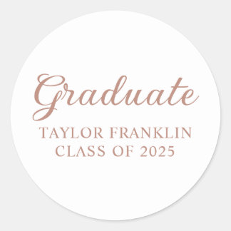Rose Gold Graduate Classic Round Sticker