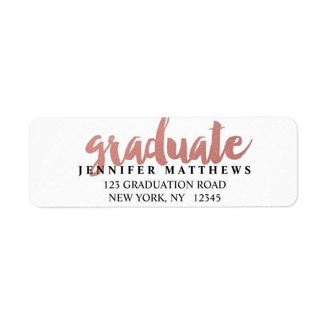 Rose Gold Graduate | Graduation Address Label (Front)