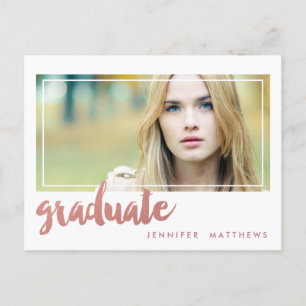 Rose Gold Graduate   Graduation Party Invitation Postcard