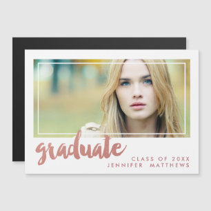 Rose Gold Graduation Announcement Magnet