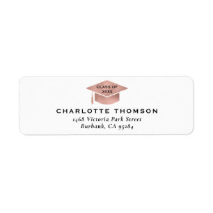 Rose Gold Graduation Cap Tassel Return Address