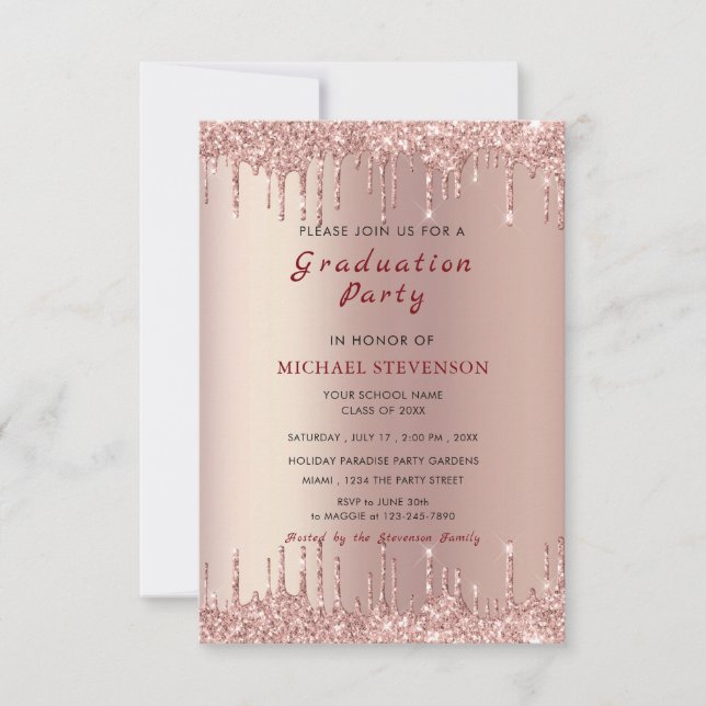 Rose Gold Graduation Invitation Design Your Own (Front)