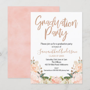 Rose Gold Graduation Party Invitation