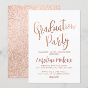Rose Gold Graduation Party Invitation