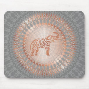 Rose Gold Gray Elephant Mandala Mouse Mat