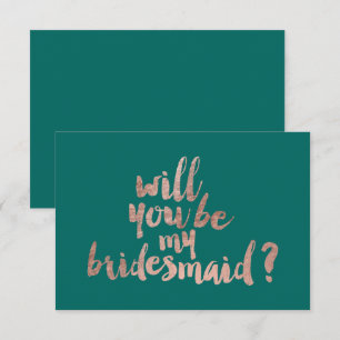 Rose gold green Will you be my Bridesmaid Invitation