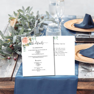 Rose gold greenery budget wedding program details flyer