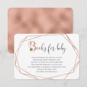 Rose gold greenery geometric floral books for baby enclosure card