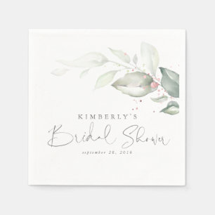 Rose Gold Greenery Leaves Elegant Bridal Shower Napkin