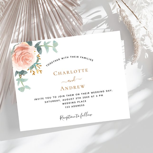 Rose gold greenery wedding invitation (Creator Uploaded)