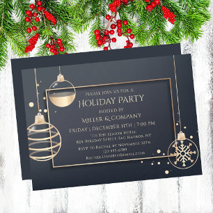 Rose Gold Grey Corporate Christmas Party Invitation