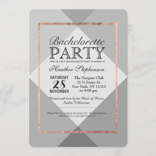 Rose Gold Grey Geo Bachelorette Party Invitations