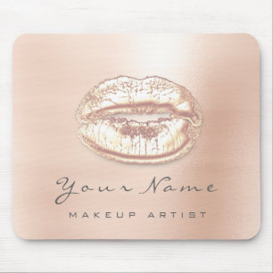 Rose Gold Grey Grey Metallic Name Makeup Lips Kiss Mouse Mat