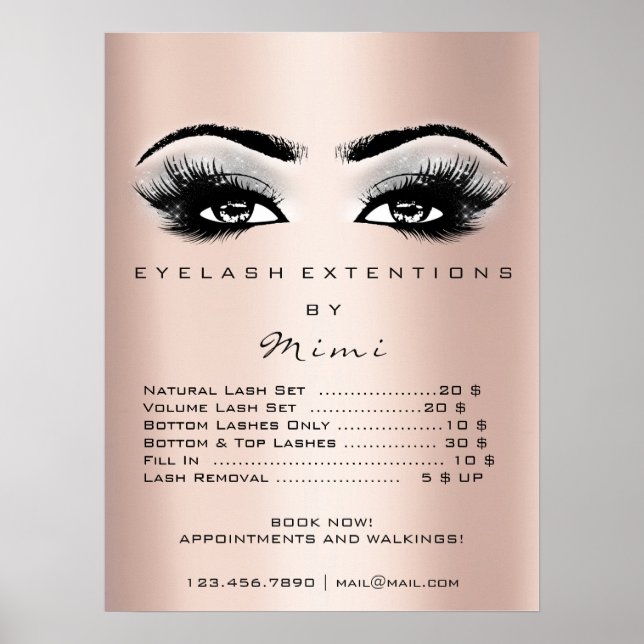 Rose Gold Grey Makeup Eyes Lashes Prices Poster (Front)