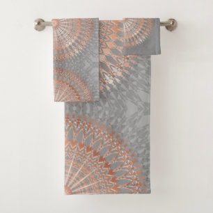 Rose Gold Grey Mandala Bath Towel Set