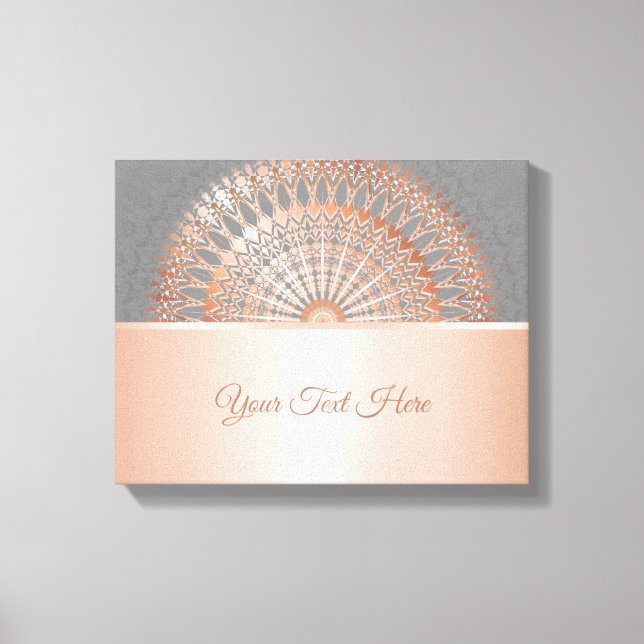 Rose Gold Grey Mandala Canvas Print (Front)