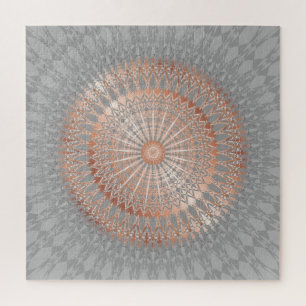 Rose Gold Grey Mandala Jigsaw Puzzle