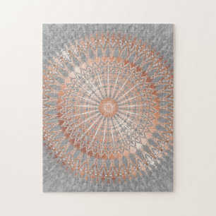 Rose Gold Grey Mandala Jigsaw Puzzle