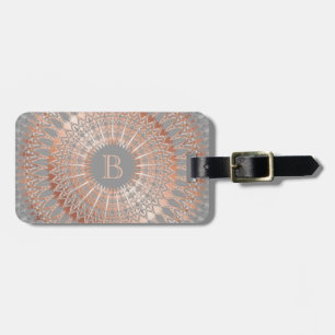 Rose Gold  Grey Mandala Monogram Luggage Tag