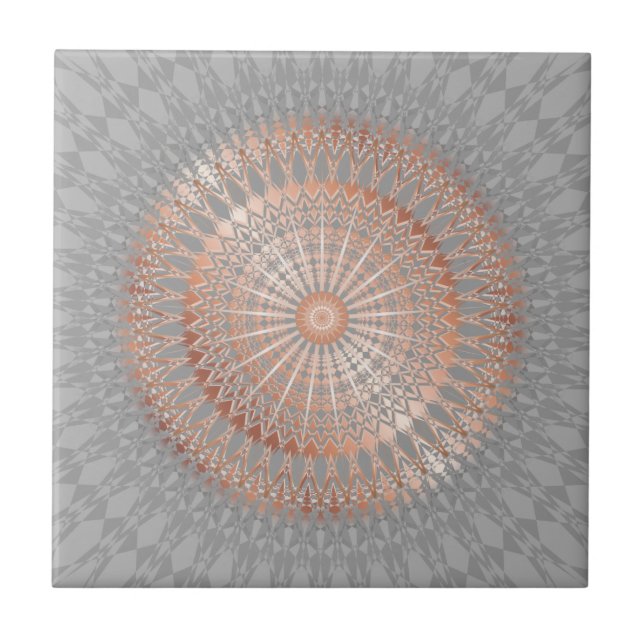Rose Gold Grey Mandala Tile (Front)